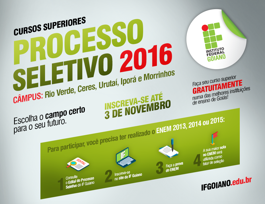 Inscrições vão até 3 de novembro