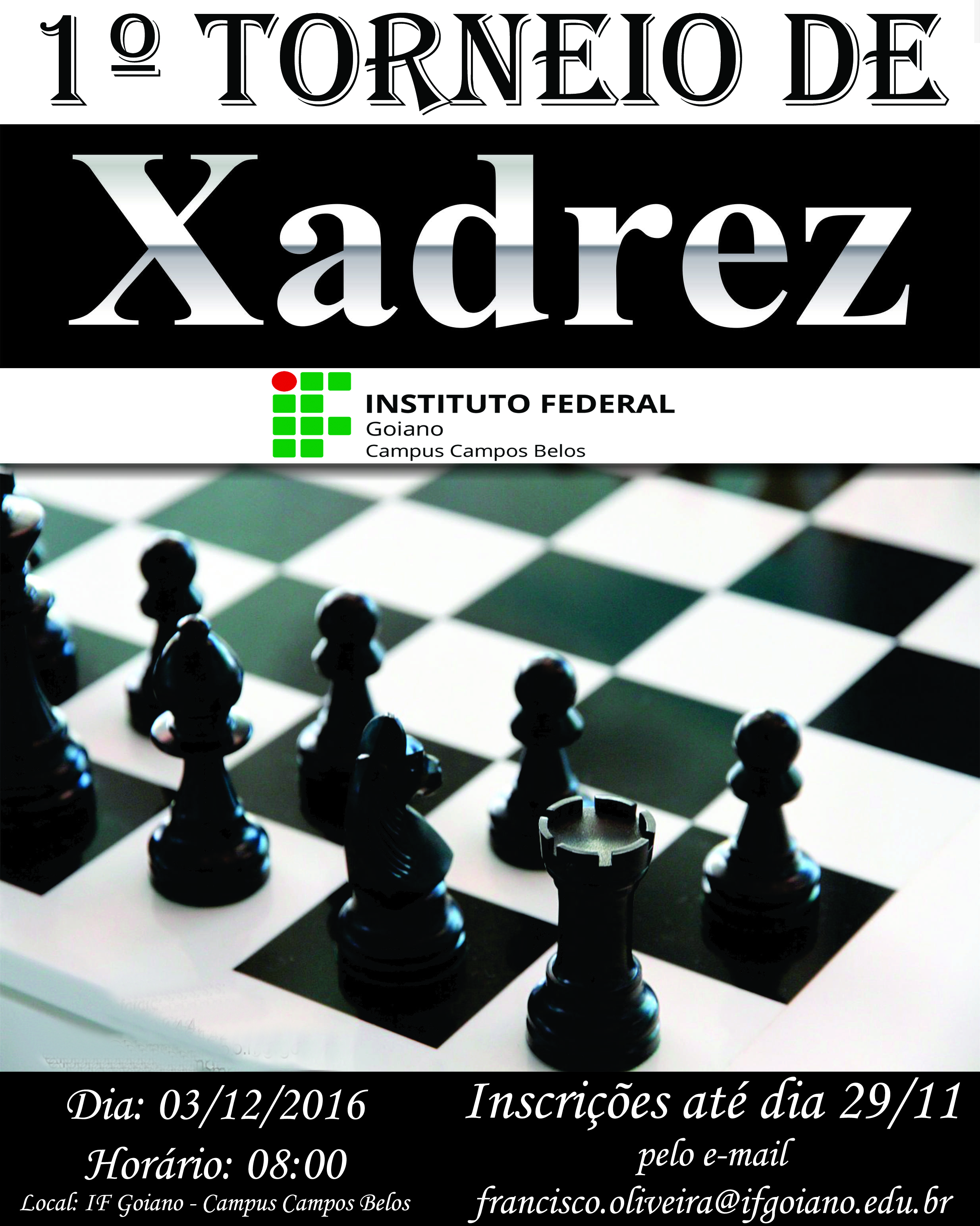 Abertas as inscrições para o 1° Torneio de Xadrez do Instituto de