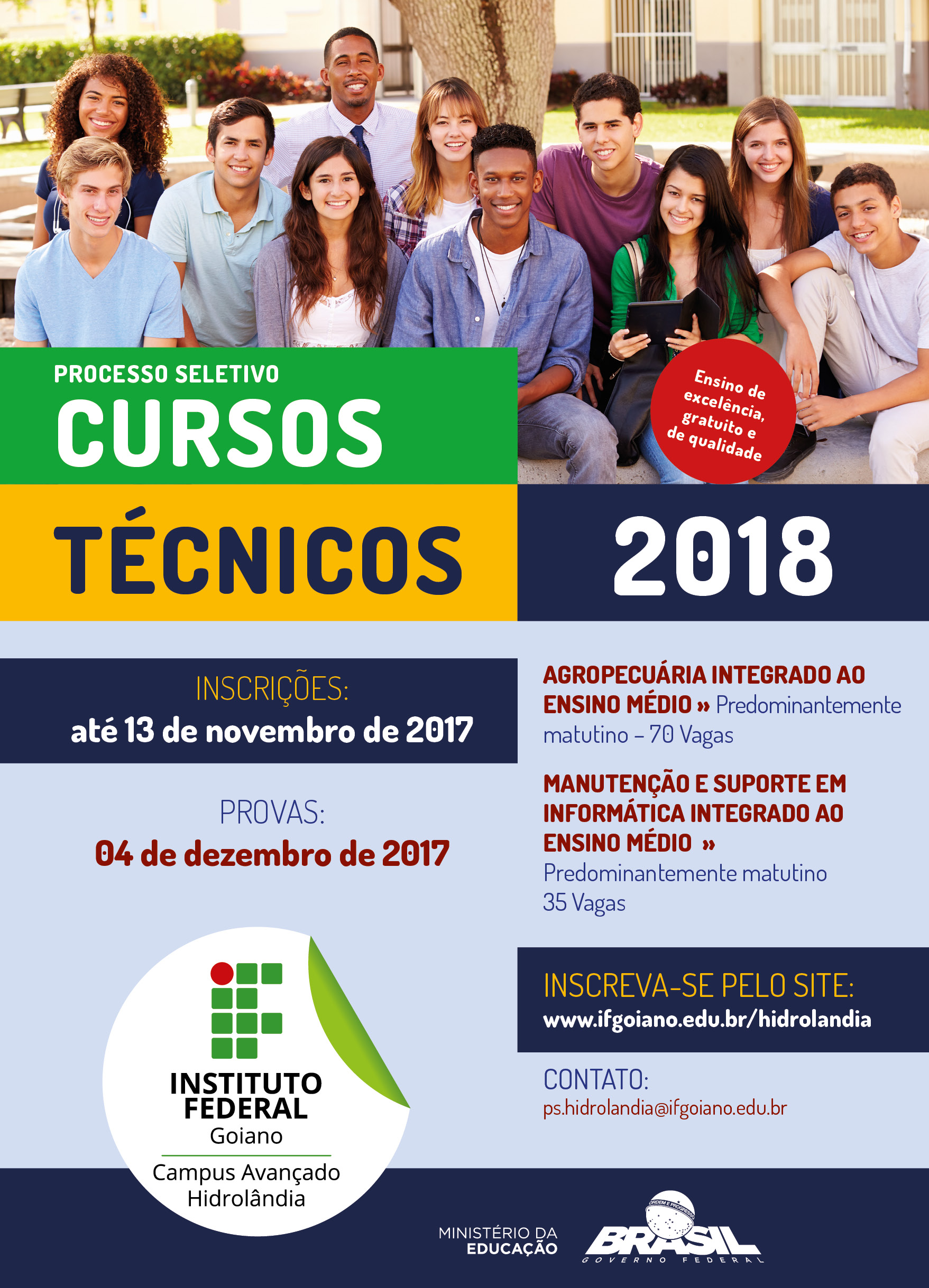 Inscrições abertas para cursos técnicos integrados